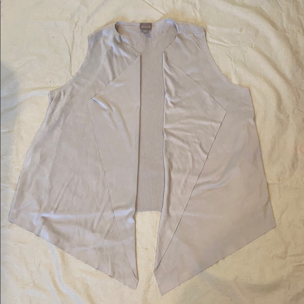 Chico’s Tan Faux Suede Open Vest Size 1